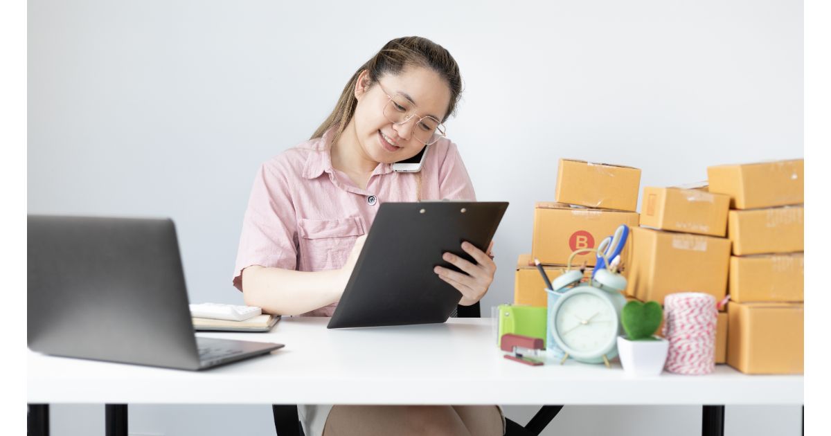 An employee working behind a computer