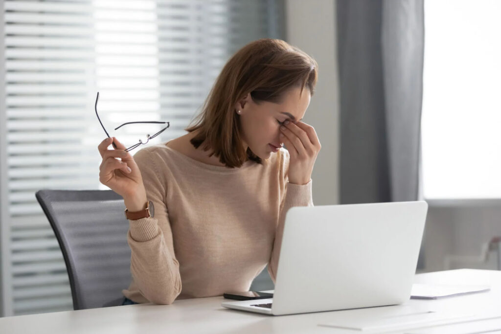 woman fatigue working
