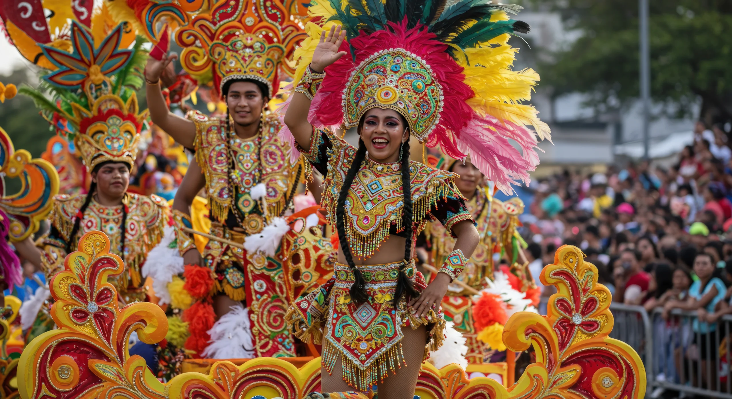 Barranquilla Carnival Parade With Tribal Costume