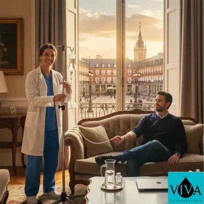 A patient receiving the best mobile iv drip in Madrid, Spain