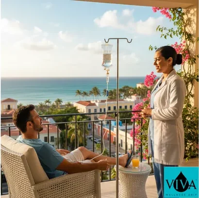 A patient receiving the best mobile iv drip in San Juan, Puerto Rico