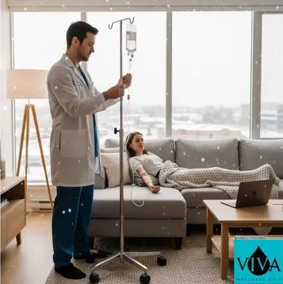 A patient receiving the best mobile iv drip in Edmonton, Canada.