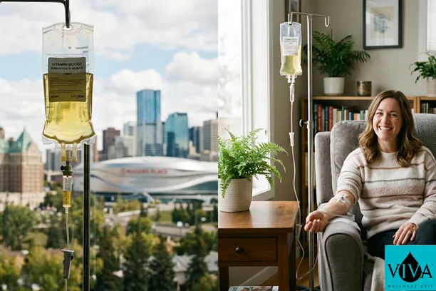 Best mobile IV drip in Edmonton service showing home delivery of vitamin therapy.
