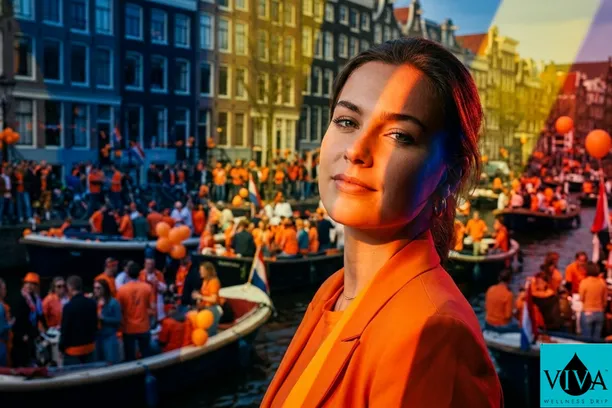 Crowded canal boat party during King's Day Amsterdam where attendees often require IV therapy and hydration recovery after the festivities.