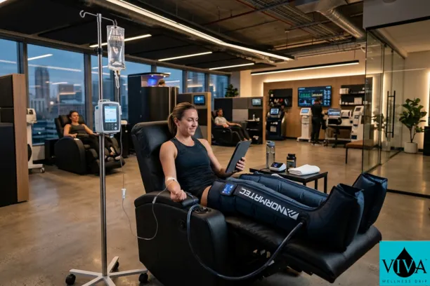 Biohacking setup featuring IV nutrition therapy for elite athletic recovery