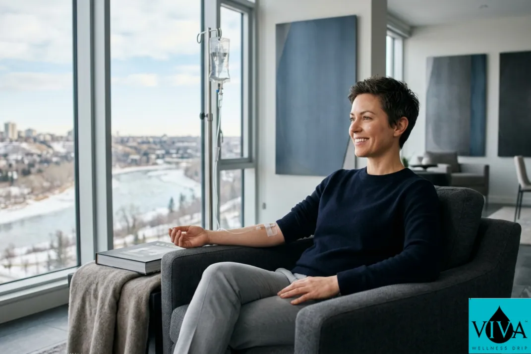 Infographic comparing oral vitamin digestion vs. IV therapy bioavailability for Edmonton wellness