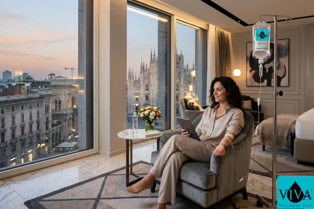 IV drip Milan, Italy service in a luxury hotel setting