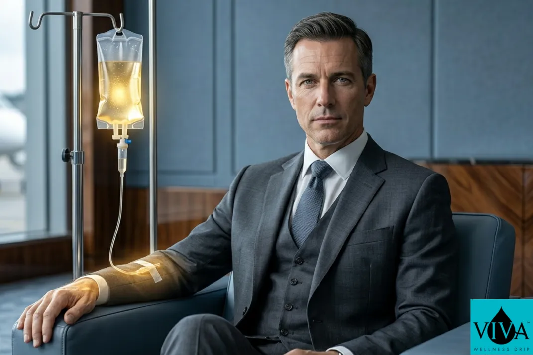 Infographic comparing executive IV nutrient delivery speed vs oral digestion for professional recovery