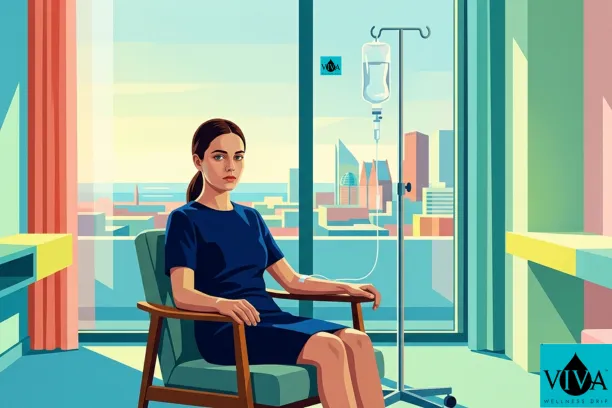 IV drip therapy session in a modern hotel room in The Hague, Netherlands